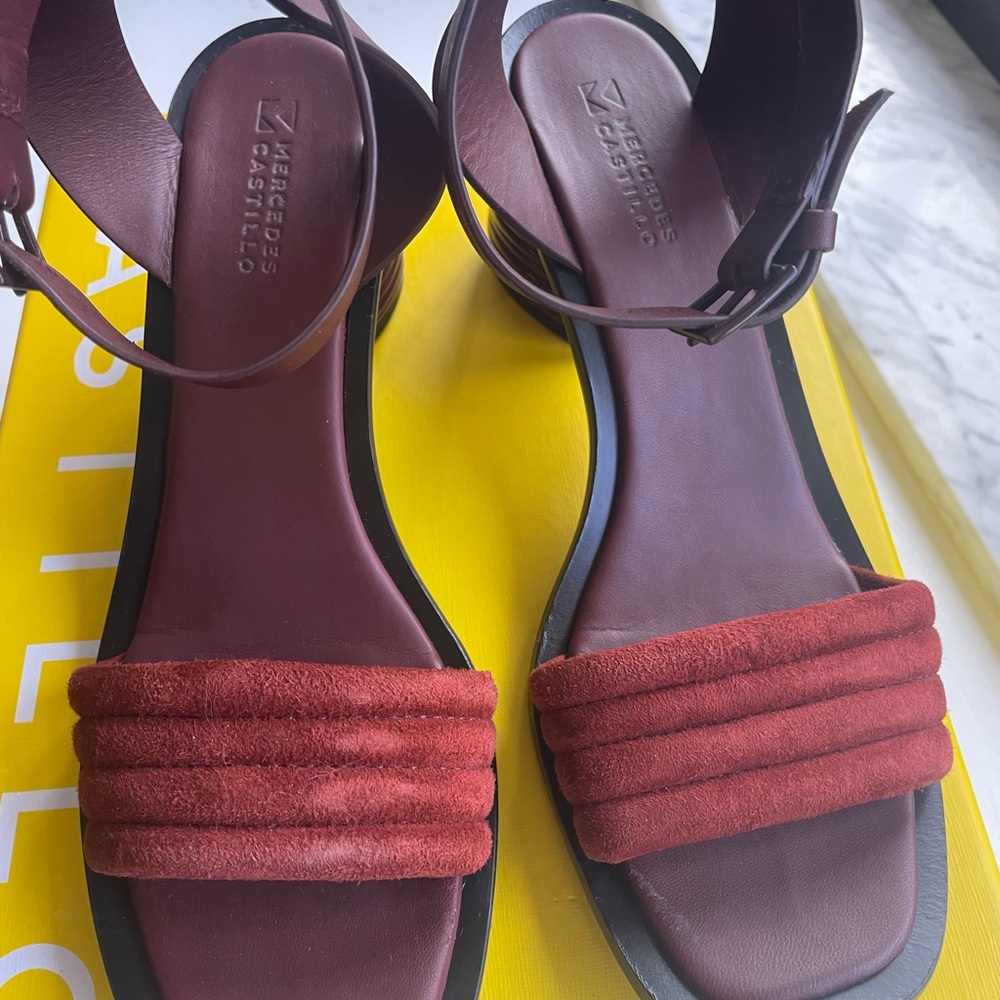 MERCEDES CASTILLO Brick Red Heels 8.5 - Picture 4 of 11